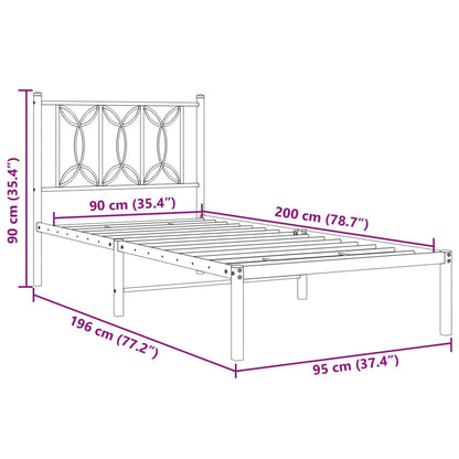 Giroletto con Testiera Metallo Bianco 90x200 cm | homemem39
