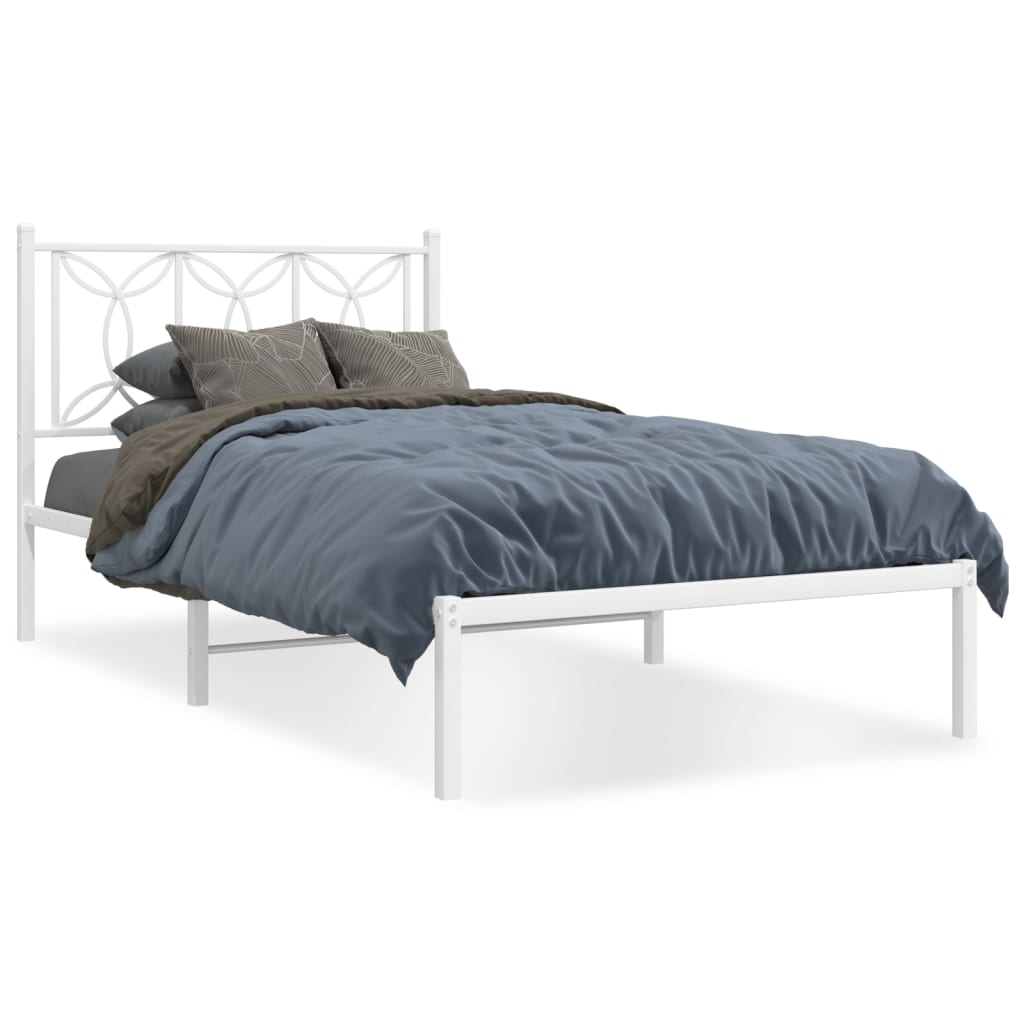 Giroletto con Testiera Metallo Bianco 100x200 cm | homemem39