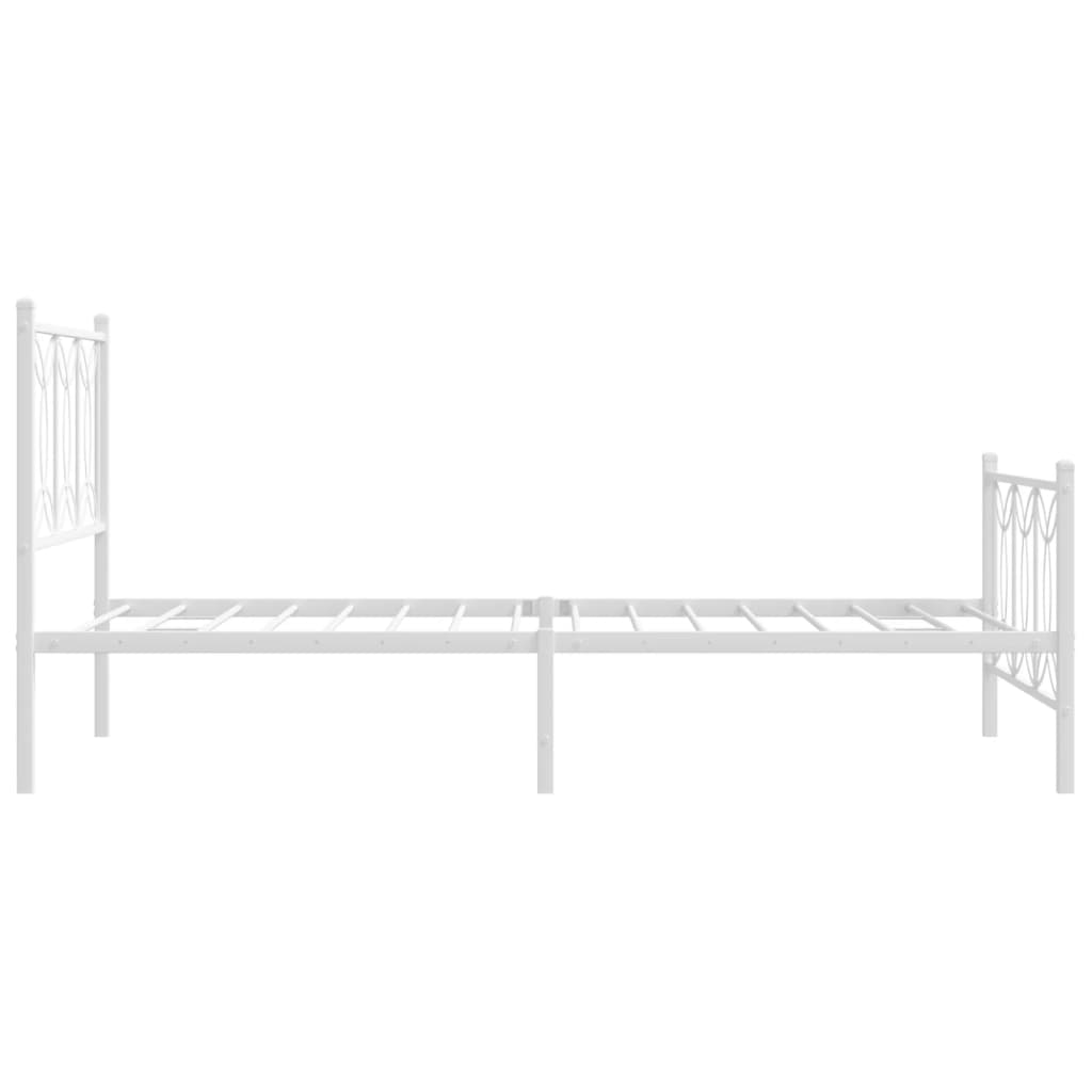 Giroletto con Testiera e Pediera Metallo Bianco 100x190 cm