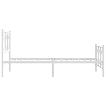 Giroletto con Testiera e Pediera Metallo Bianco 100x190 cm
