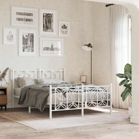 Giroletto con Testiera e Pediera Metallo Bianco 135x190 cm - homemem39