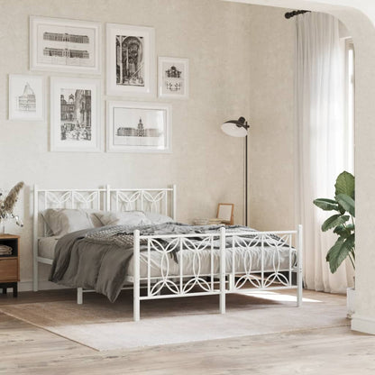 Giroletto con Testiera e Pediera Metallo Bianco 140x200 cm - homemem39