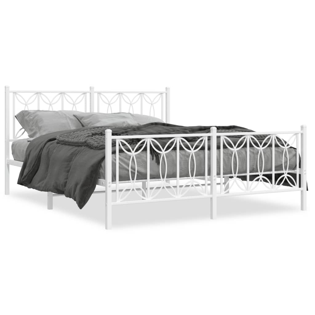 Giroletto con Testiera e Pediera Metallo Bianco 150x200 cm | homemem39