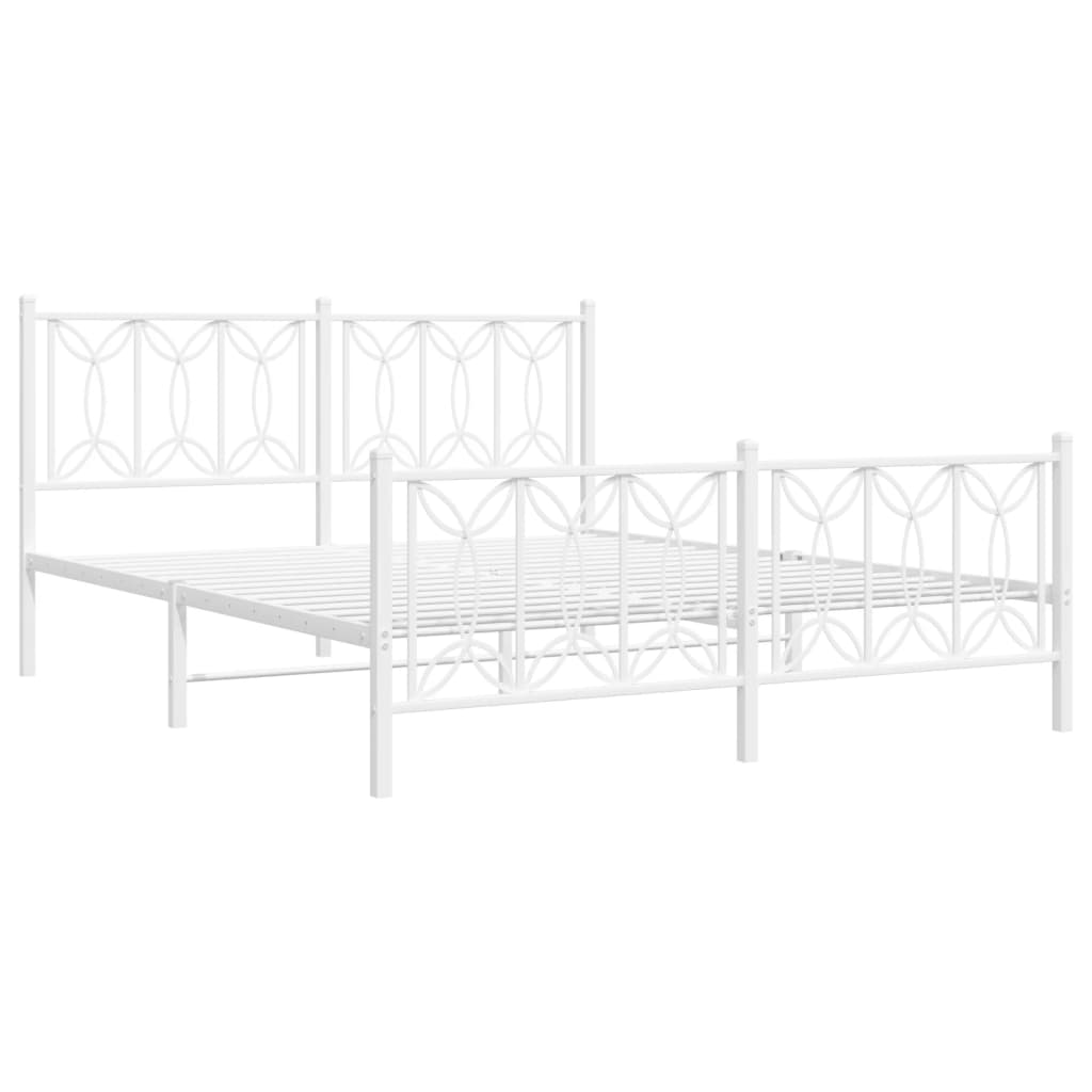 Giroletto con Testiera e Pediera Metallo Bianco 150x200 cm | homemem39