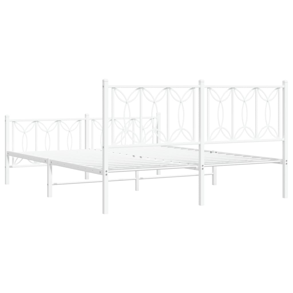 Giroletto con Testiera e Pediera Metallo Bianco 150x200 cm | homemem39