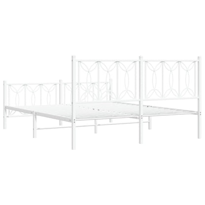 Giroletto con Testiera e Pediera Metallo Bianco 150x200 cm | homemem39