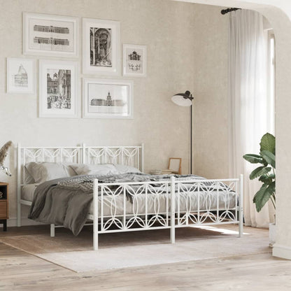 Giroletto con Testiera e Pediera Metallo Bianco 150x200 cm | homemem39