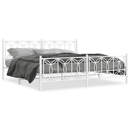 Giroletto con Testiera e Pediera Metallo Bianco 193x203 cm | homemem39