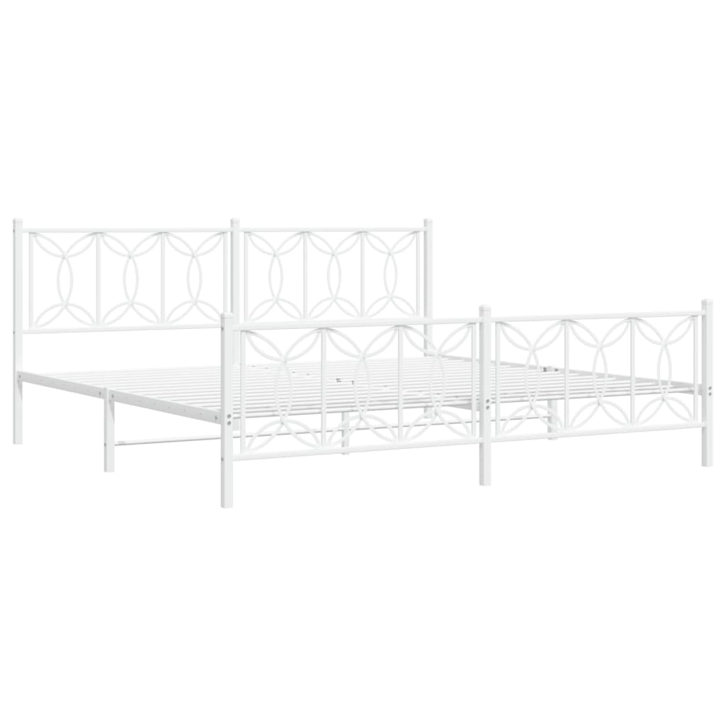 Giroletto con Testiera e Pediera Metallo Bianco 193x203 cm | homemem39