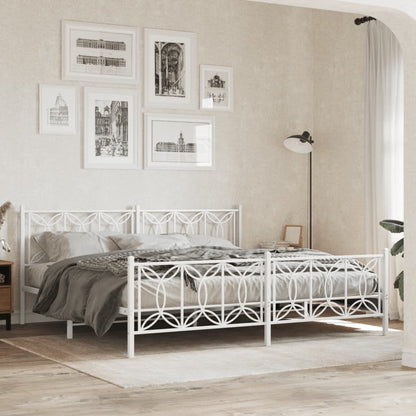 Giroletto con Testiera e Pediera Metallo Bianco 193x203 cm | homemem39