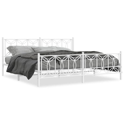 Giroletto con Testiera e Pediera Metallo Bianco 200x200 cm | homemem39