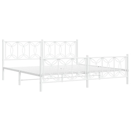 Giroletto con Testiera e Pediera Metallo Bianco 200x200 cm | homemem39