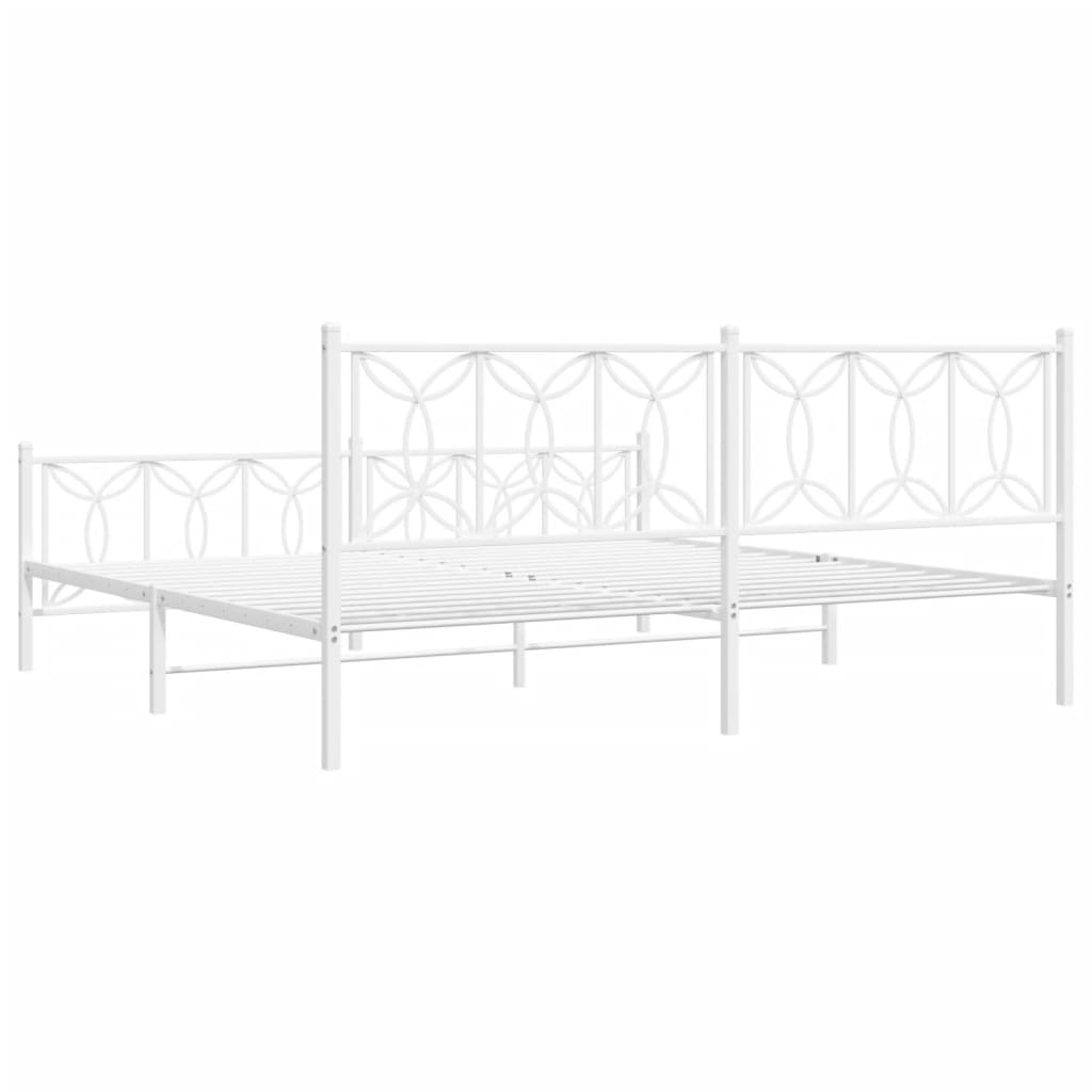 Giroletto con Testiera e Pediera Metallo Bianco 200x200 cm | homemem39