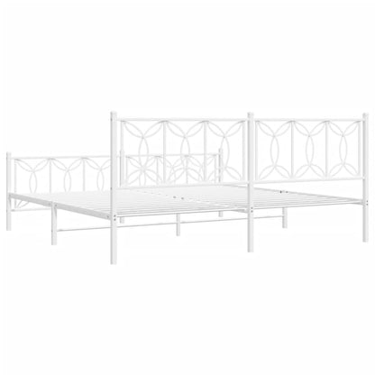 Giroletto con Testiera e Pediera Metallo Bianco 200x200 cm | homemem39