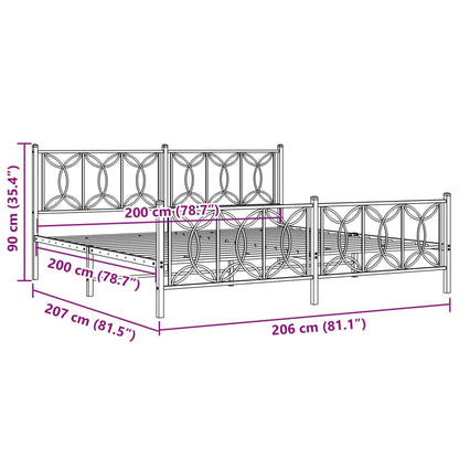 Giroletto con Testiera e Pediera Metallo Bianco 200x200 cm | homemem39