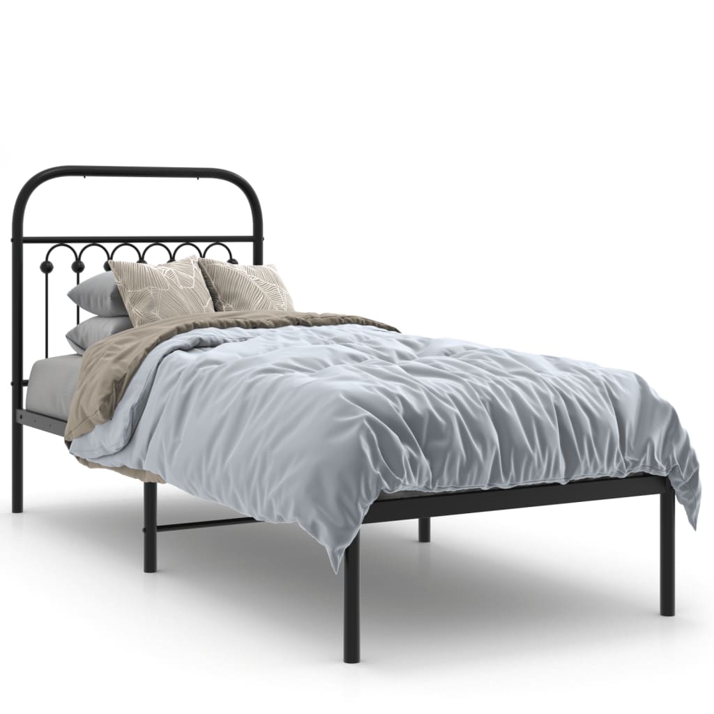 Giroletto con Testiera in Metallo Nero 80x200 cm | homemem39