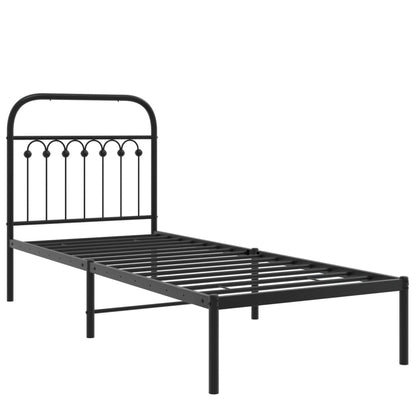 Giroletto con Testiera in Metallo Nero 80x200 cm | homemem39