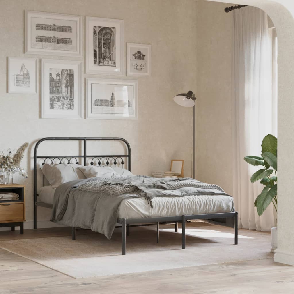 Giroletto con Testiera in Metallo Nero 120x190 cm | homemem39