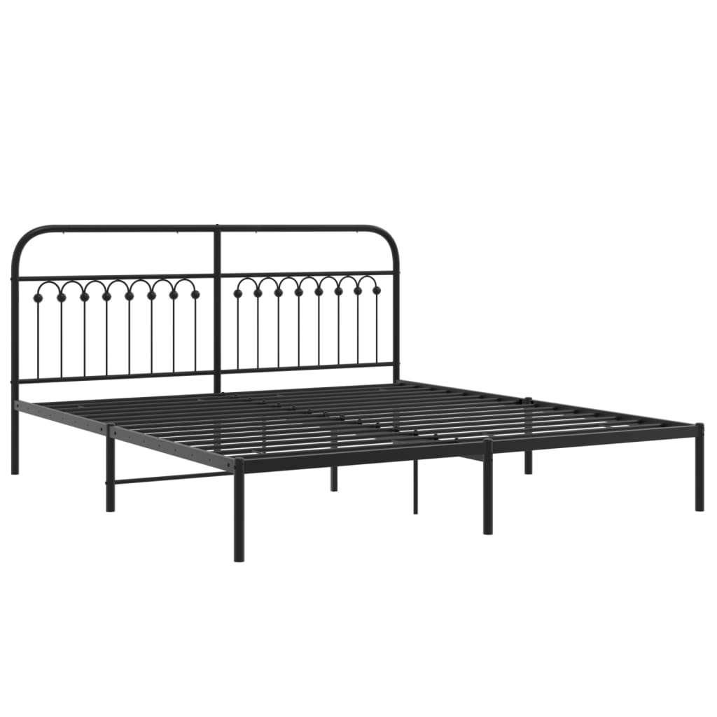 Giroletto con Testiera in Metallo Nero 183x203 cm | homemem39