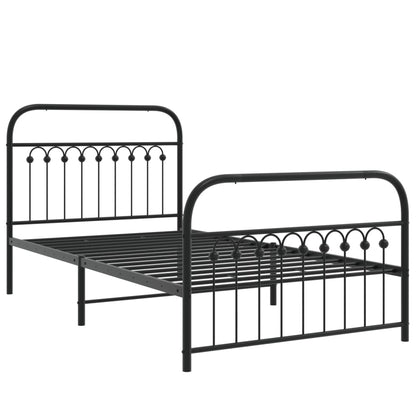 Giroletto con Testiera e Pediera Metallo Nero 100x200 cm | homemem39