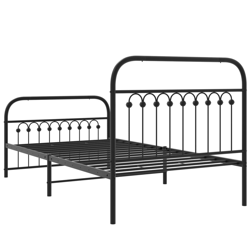 Giroletto con Testiera e Pediera Metallo Nero 100x200 cm | homemem39
