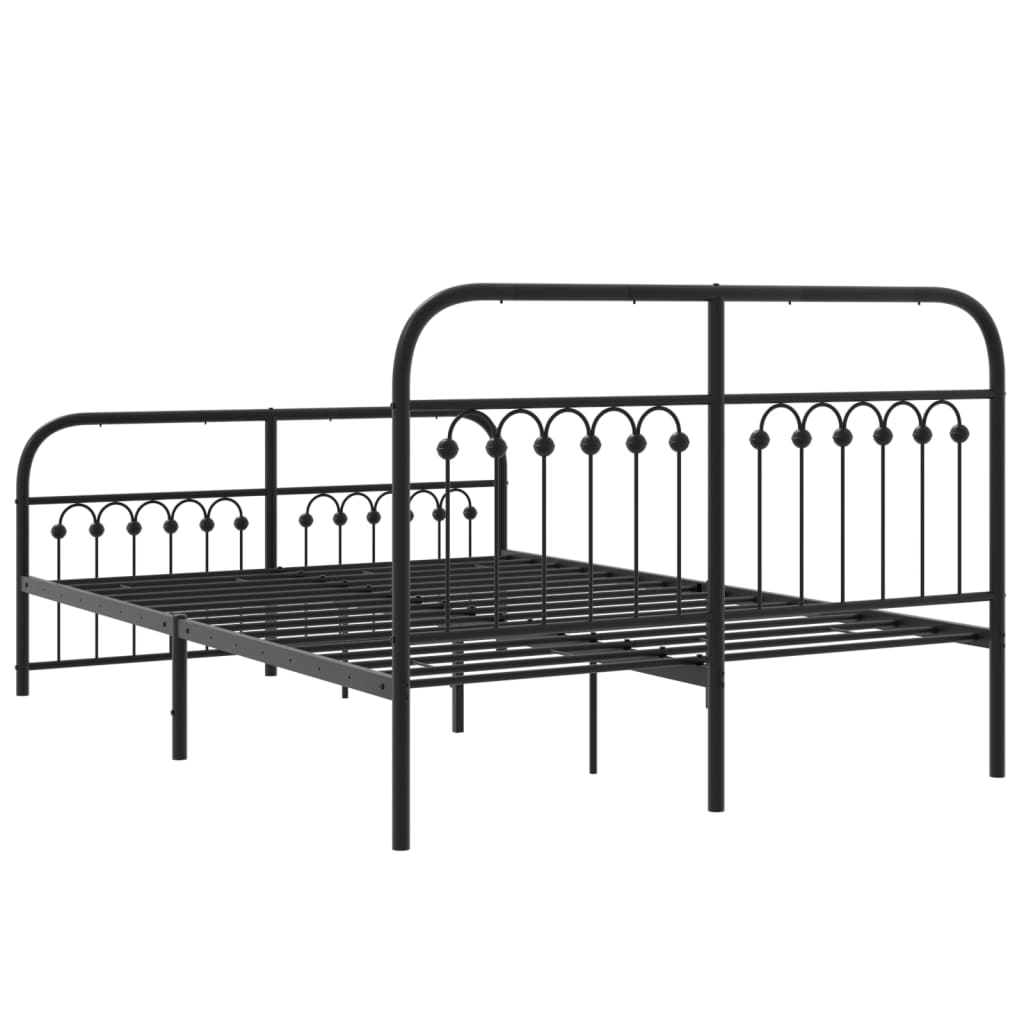 Giroletto con Testiera e Pediera Metallo Nero 137x190 cm | homemem39