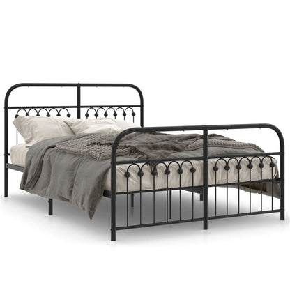 Giroletto con Testiera e Pediera Metallo Nero 140x190 cm | homemem39