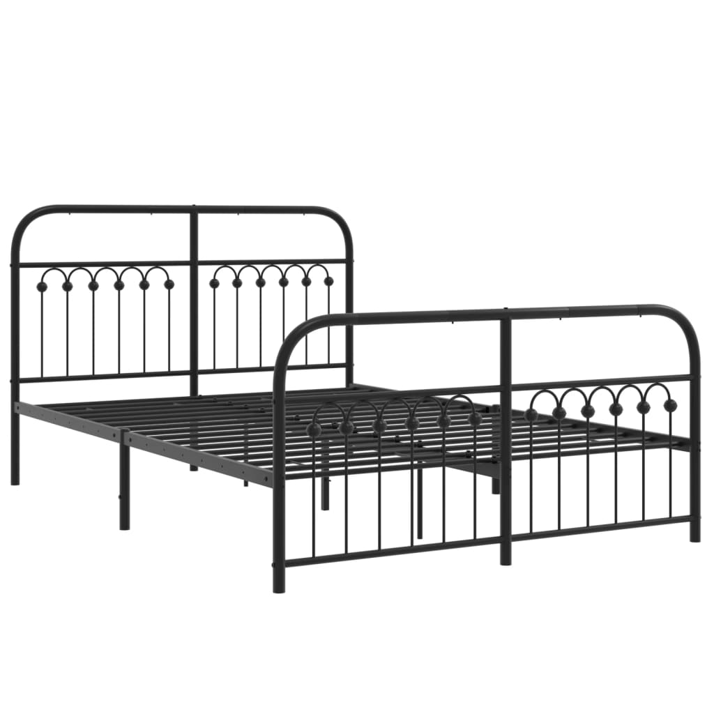 Giroletto con Testiera e Pediera Metallo Nero 140x190 cm | homemem39