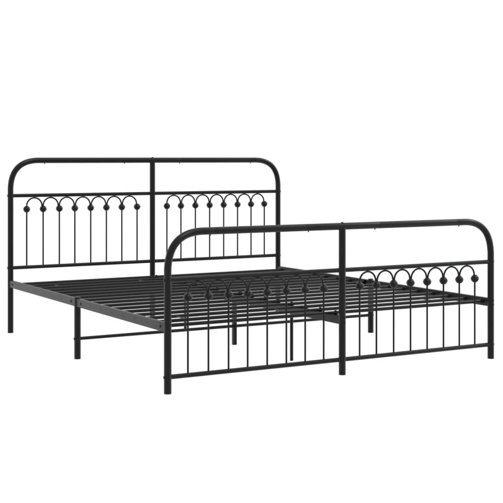 Giroletto con Testiera e Pediera Metallo Nero 183x213 cm | homemem39