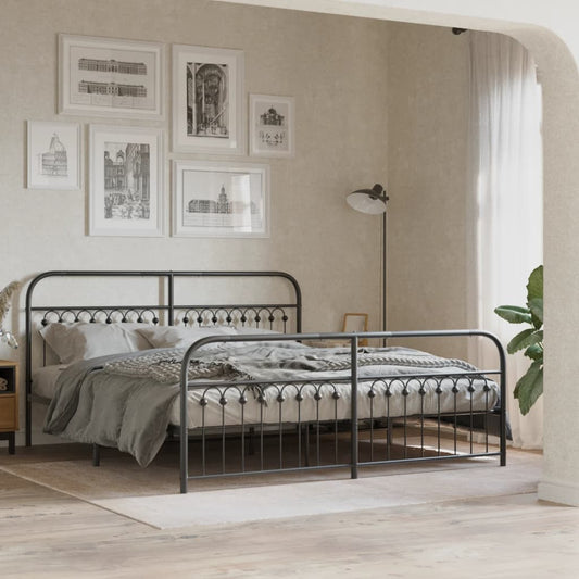 Giroletto con Testiera e Pediera Metallo Nero 183x213 cm | homemem39