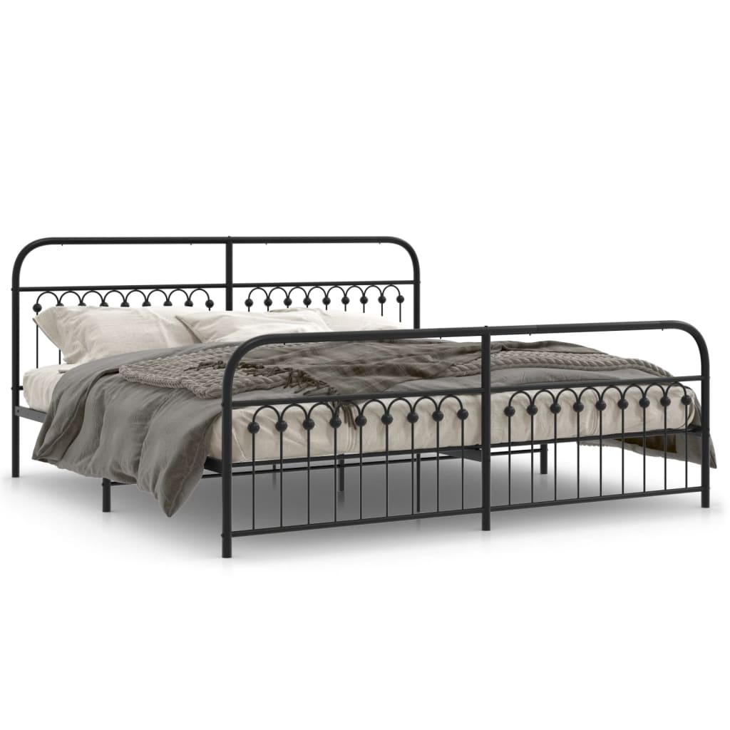Giroletto con Testiera e Pediera Metallo Nero 193x203 cm | homemem39