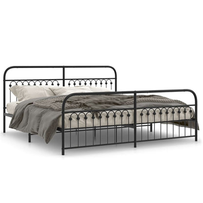 Giroletto con Testiera e Pediera Metallo Nero 193x203 cm | homemem39