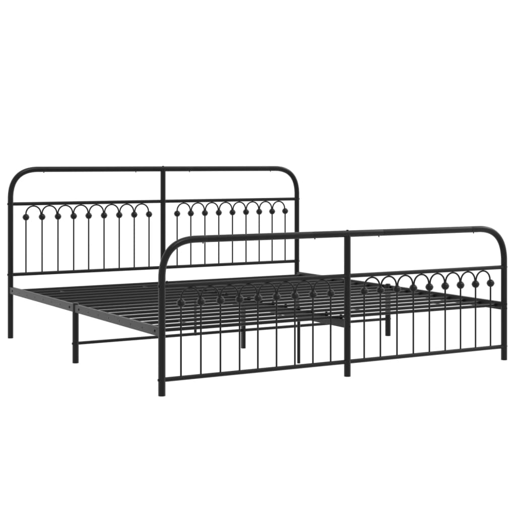 Giroletto con Testiera e Pediera Metallo Nero 193x203 cm | homemem39