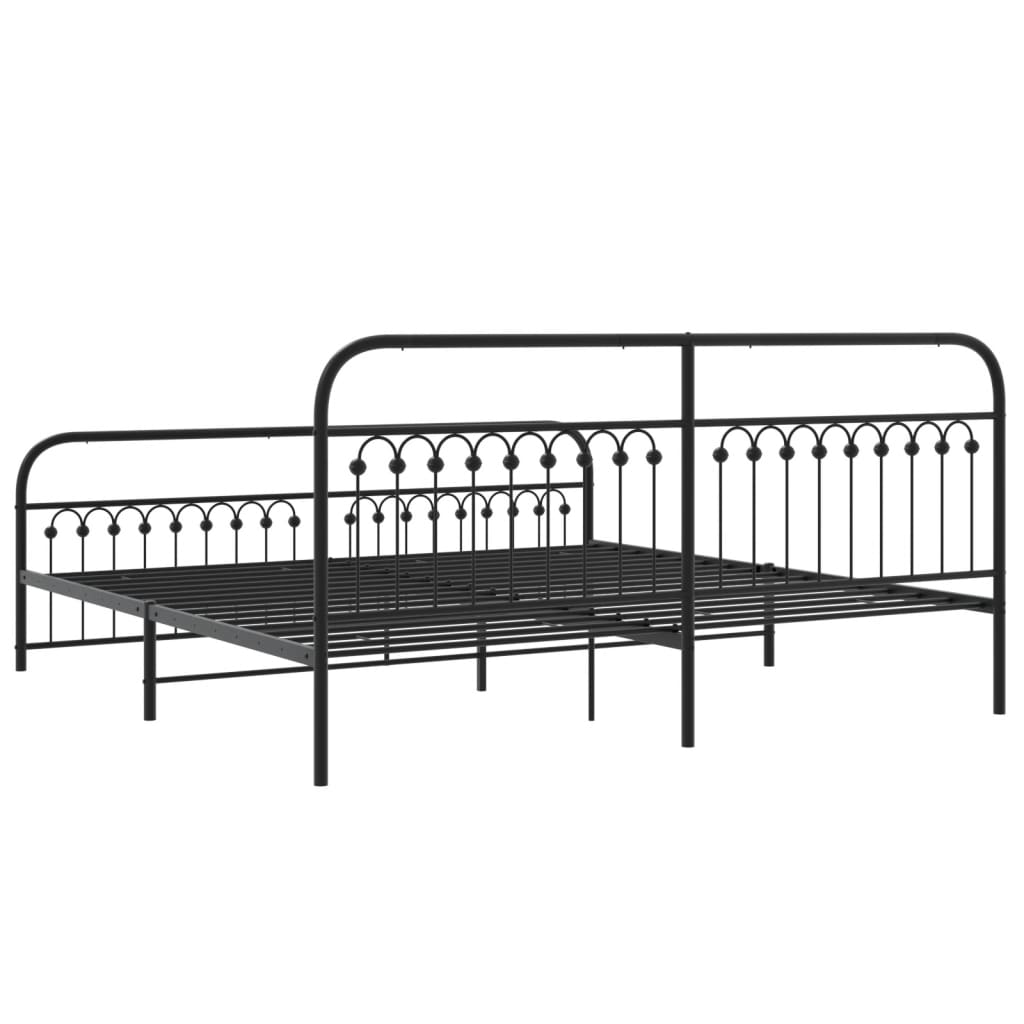 Giroletto con Testiera e Pediera Metallo Nero 193x203 cm | homemem39