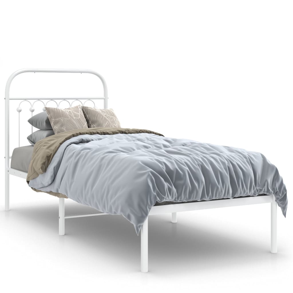 Giroletto con Testiera Metallo Bianco 80x200 cm | homemem39