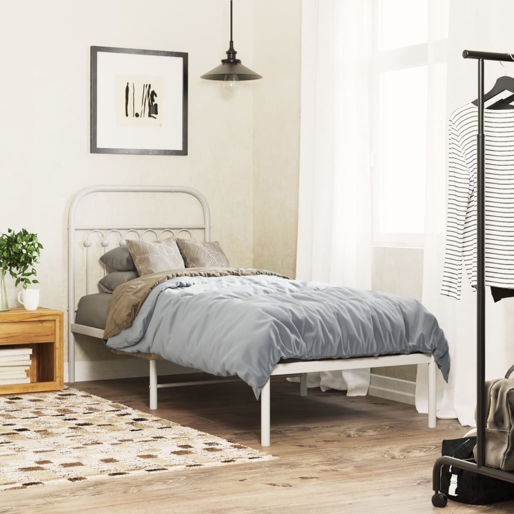Giroletto con Testiera Metallo Bianco 80x200 cm | homemem39