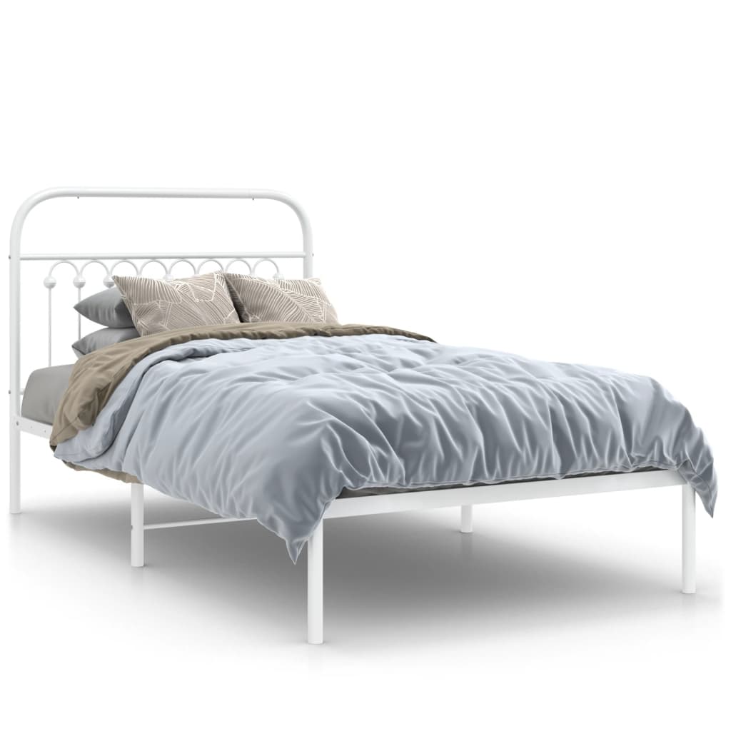 Giroletto con Testiera Metallo Bianco 100x200 cm | homemem39