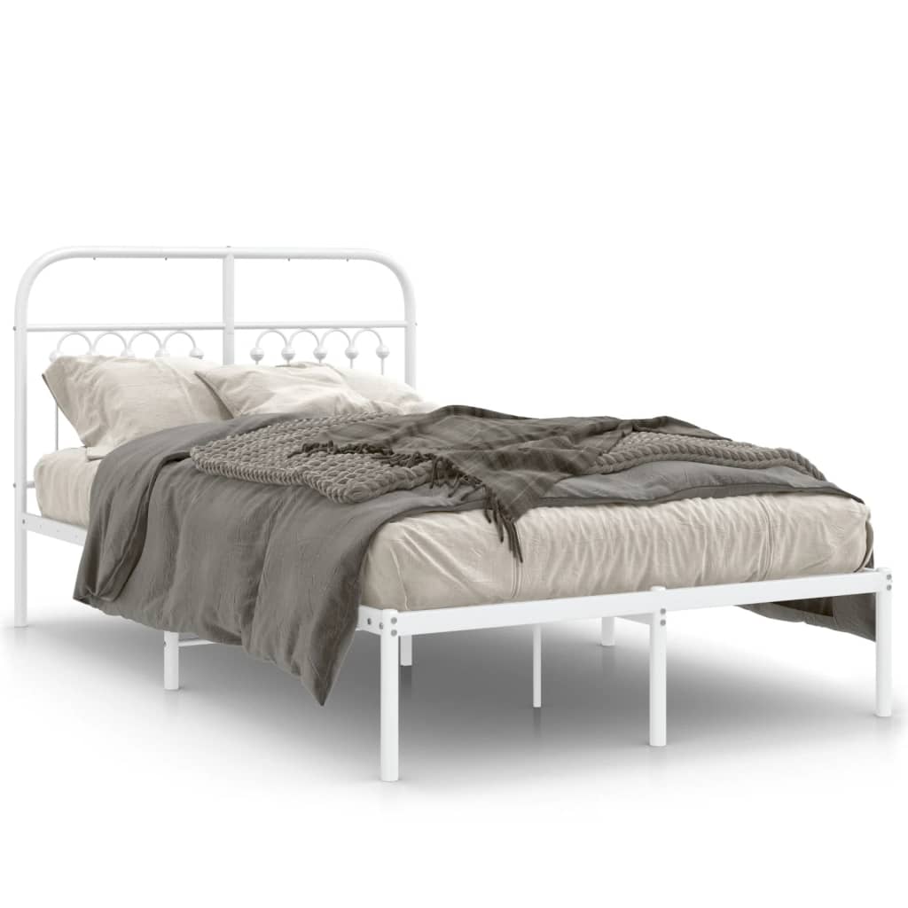 Giroletto con Testiera in Metallo Bianco 120x200 cm | homemem39