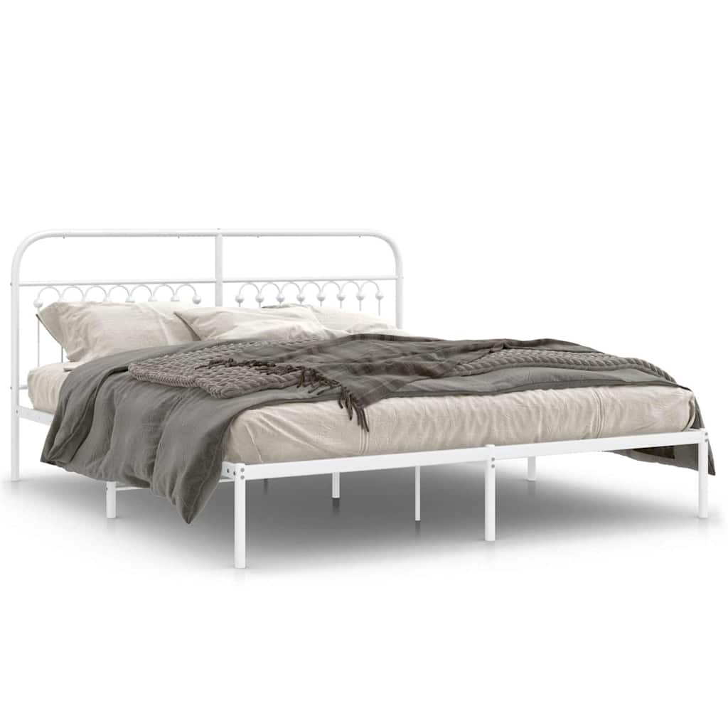 Giroletto con Testiera Metallo Bianco 183x203 cm | homemem39