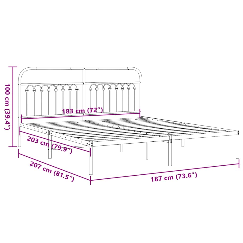 Giroletto con Testiera Metallo Bianco 183x203 cm | homemem39