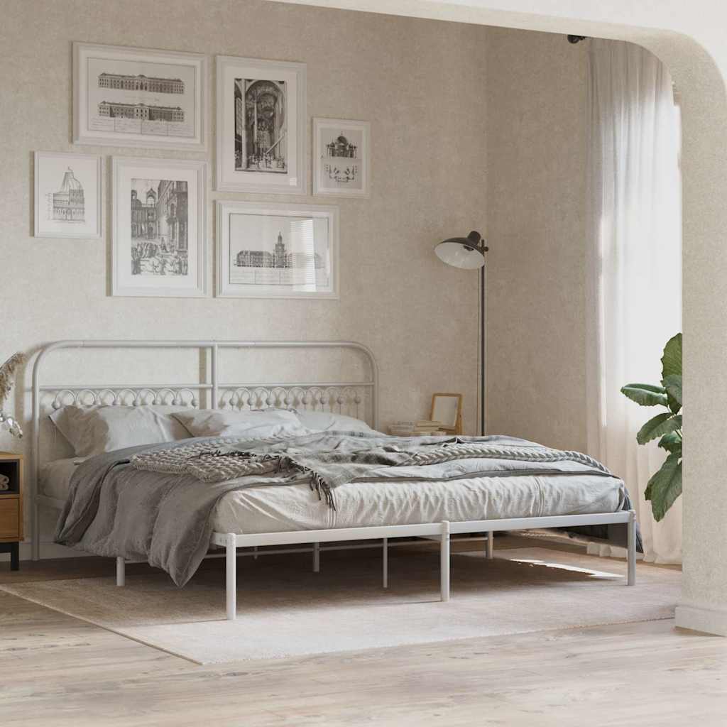 Giroletto con Testiera Metallo Bianco 183x203 cm | homemem39