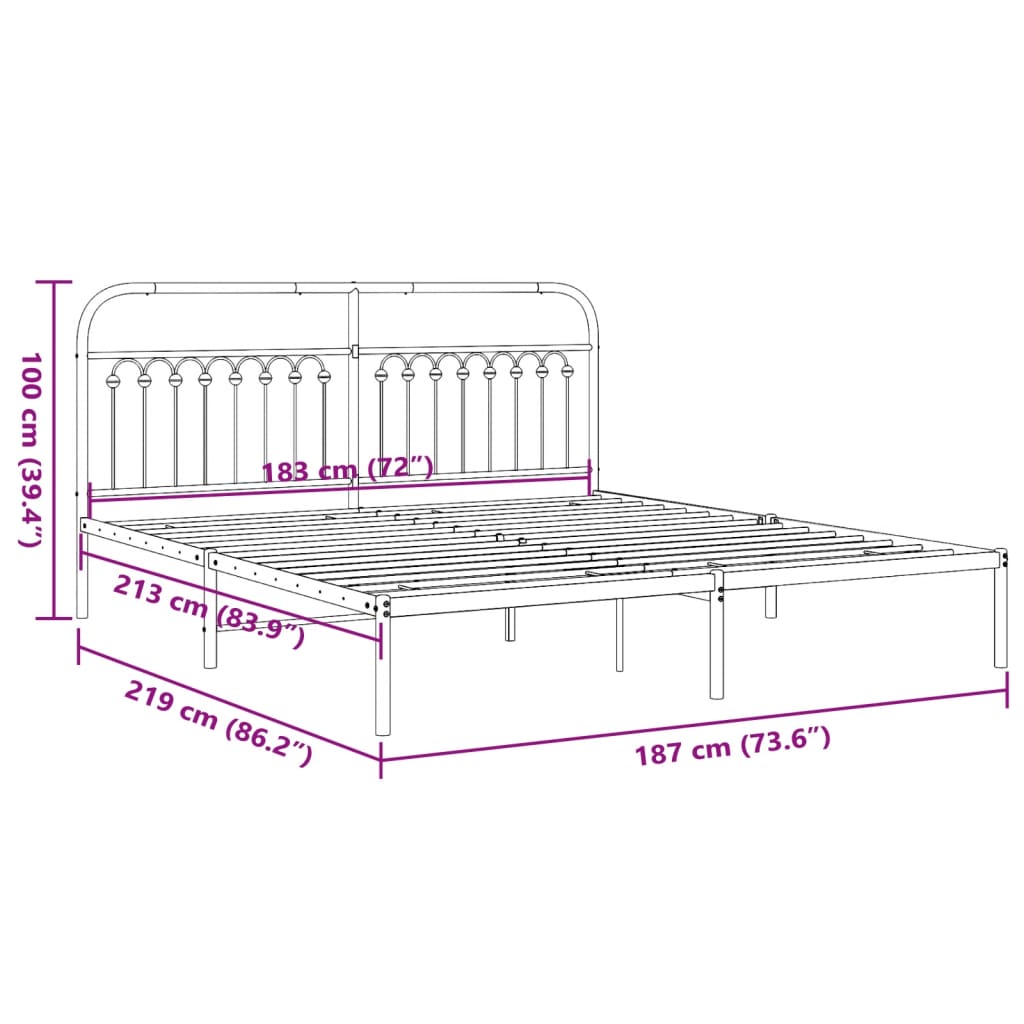 Giroletto con Testiera Metallo Bianco 183x213 cm | homemem39