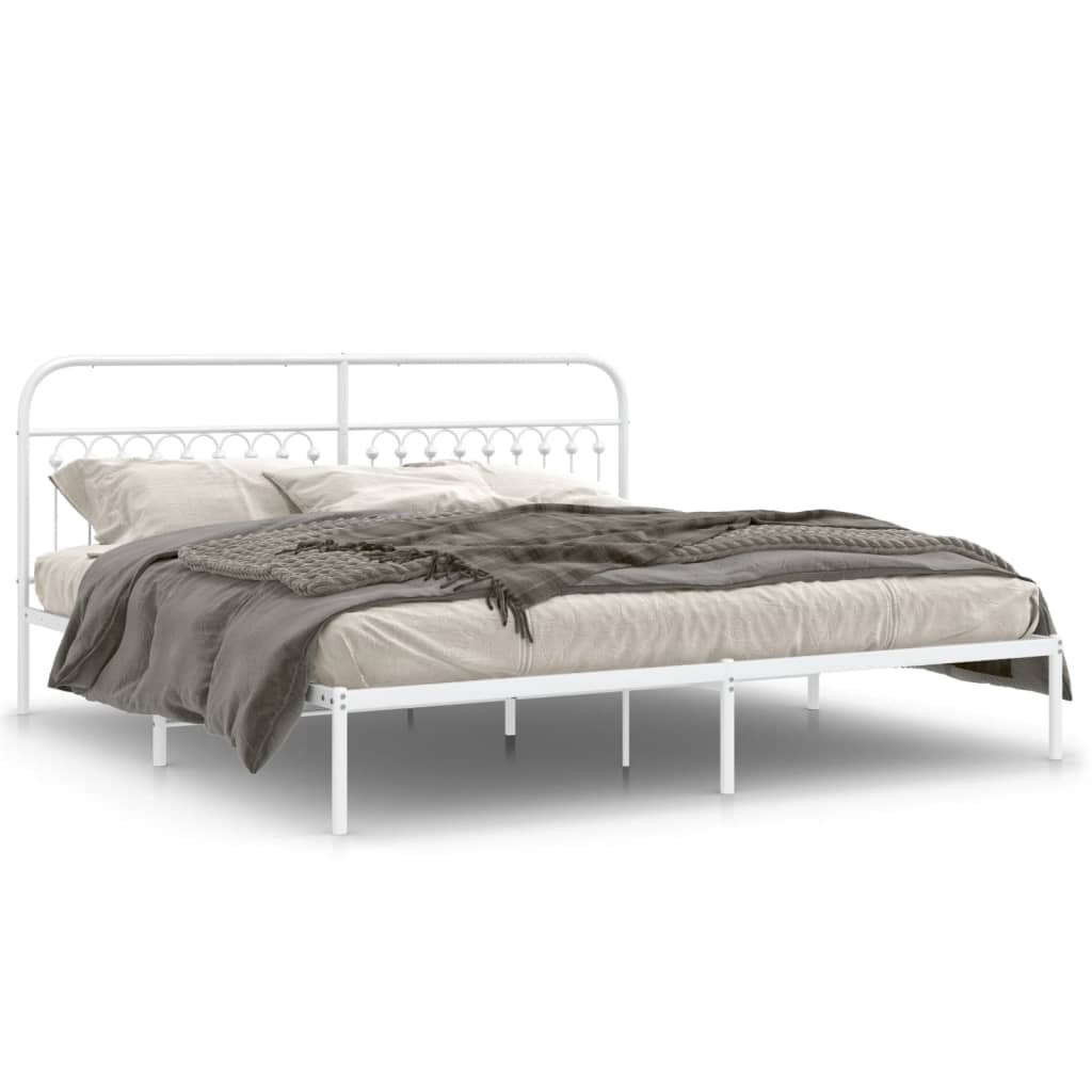 Giroletto con Testiera Metallo Bianco 193x203 cm | homemem39