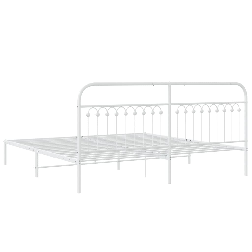 Giroletto con Testiera Metallo Bianco 193x203 cm | homemem39