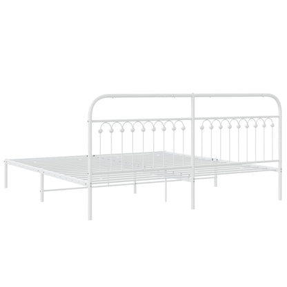 Giroletto con Testiera Metallo Bianco 193x203 cm | homemem39