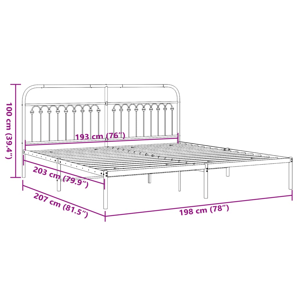 Giroletto con Testiera Metallo Bianco 193x203 cm | homemem39