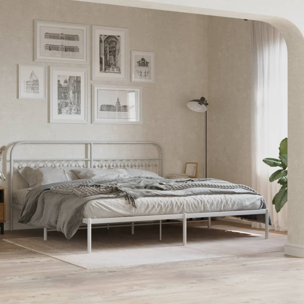 Giroletto con Testiera Metallo Bianco 193x203 cm | homemem39