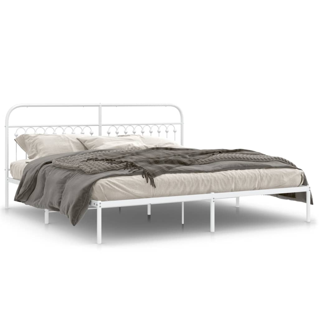 Giroletto con Testiera Metallo Bianco 200x200 cm | homemem39