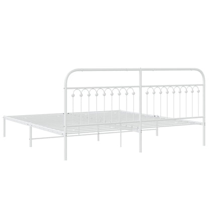 Giroletto con Testiera Metallo Bianco 200x200 cm | homemem39