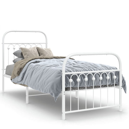 Giroletto con Testiera e Pediera Metallo Bianco 75x190 cm | homemem39